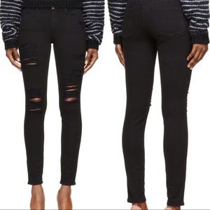 FRAME Distressed Le De Jeanne Mid-rise Skinny